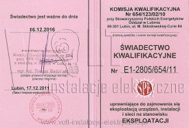 Świadectwo Kwalifikacyjne E1 - okładka.